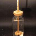 Butter Churn homemade from glass sweet jar, wooden lid & perforated disc plunger