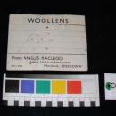 Card Label - 'Woolens from A Macleod, Harris Tweed Manufacrurer', Marybank, Stornoway Phone 308